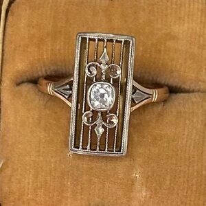Antique Russian Cushion Cut Old Mine Cut Diamond Ring